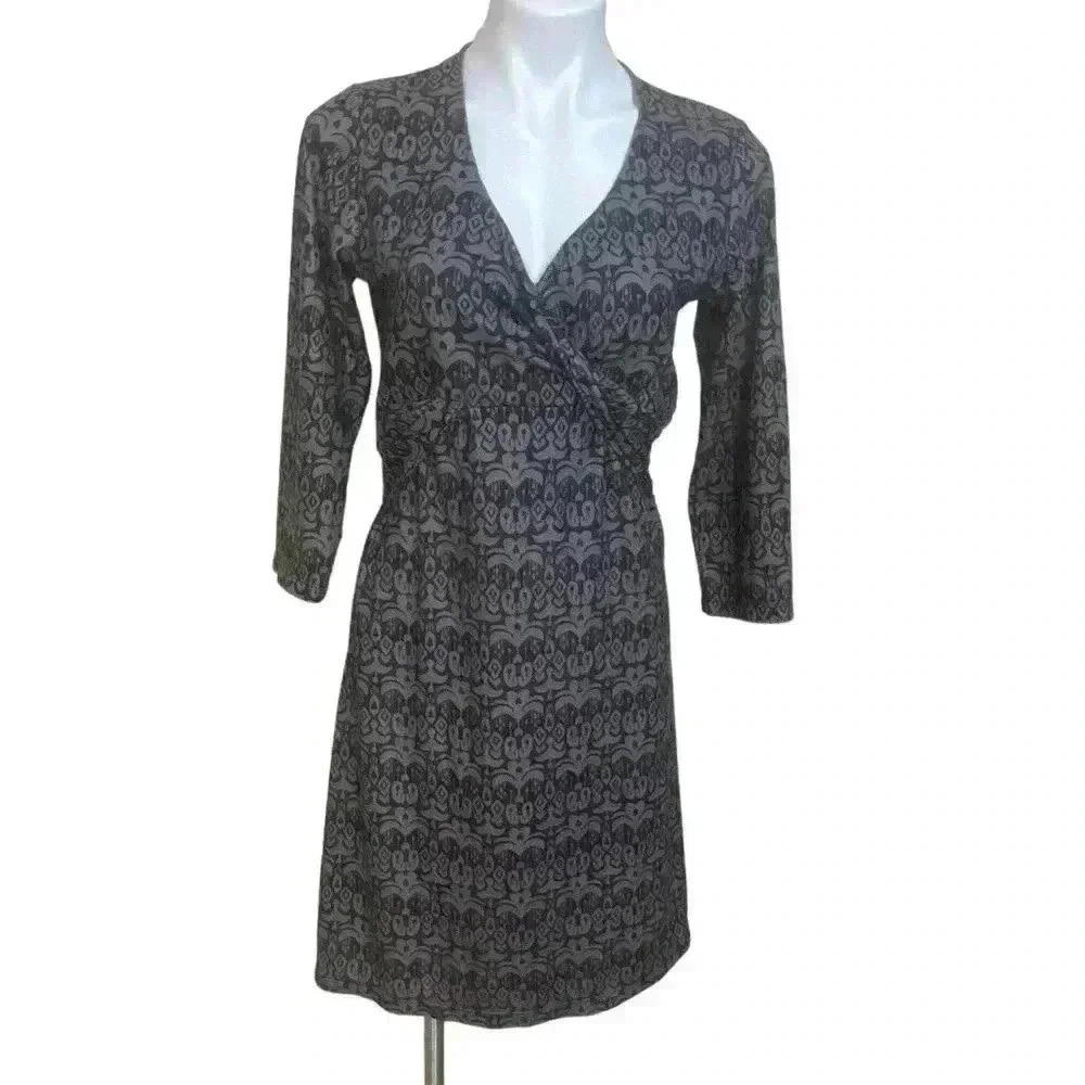 Prana active wear faux wrap  vneck midi dress activewear size medium gorpcore